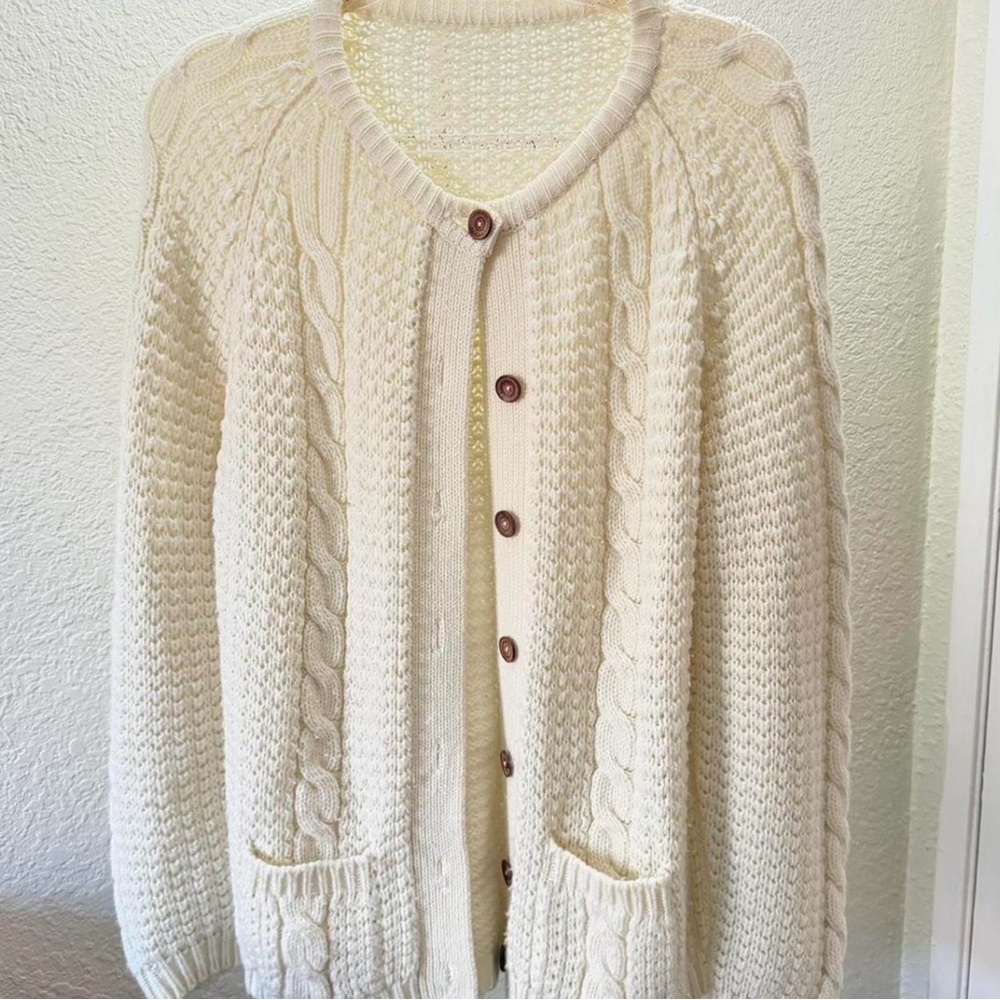 Vintage Cream Cable Knit Cardigan